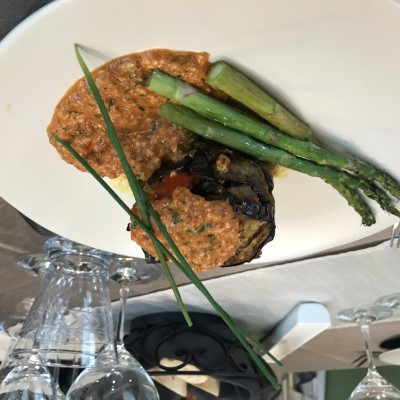 Vegetable Napoleon, Romesco