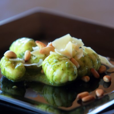 Pesto Gnocchi, Toasted Pine Nuts