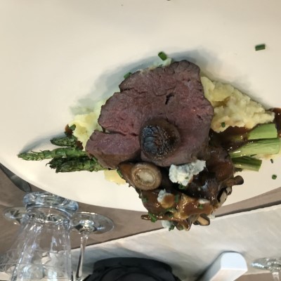 14 hour Sous Vide Filet Mignon, Sauted Crimini, Point Reyes Blue