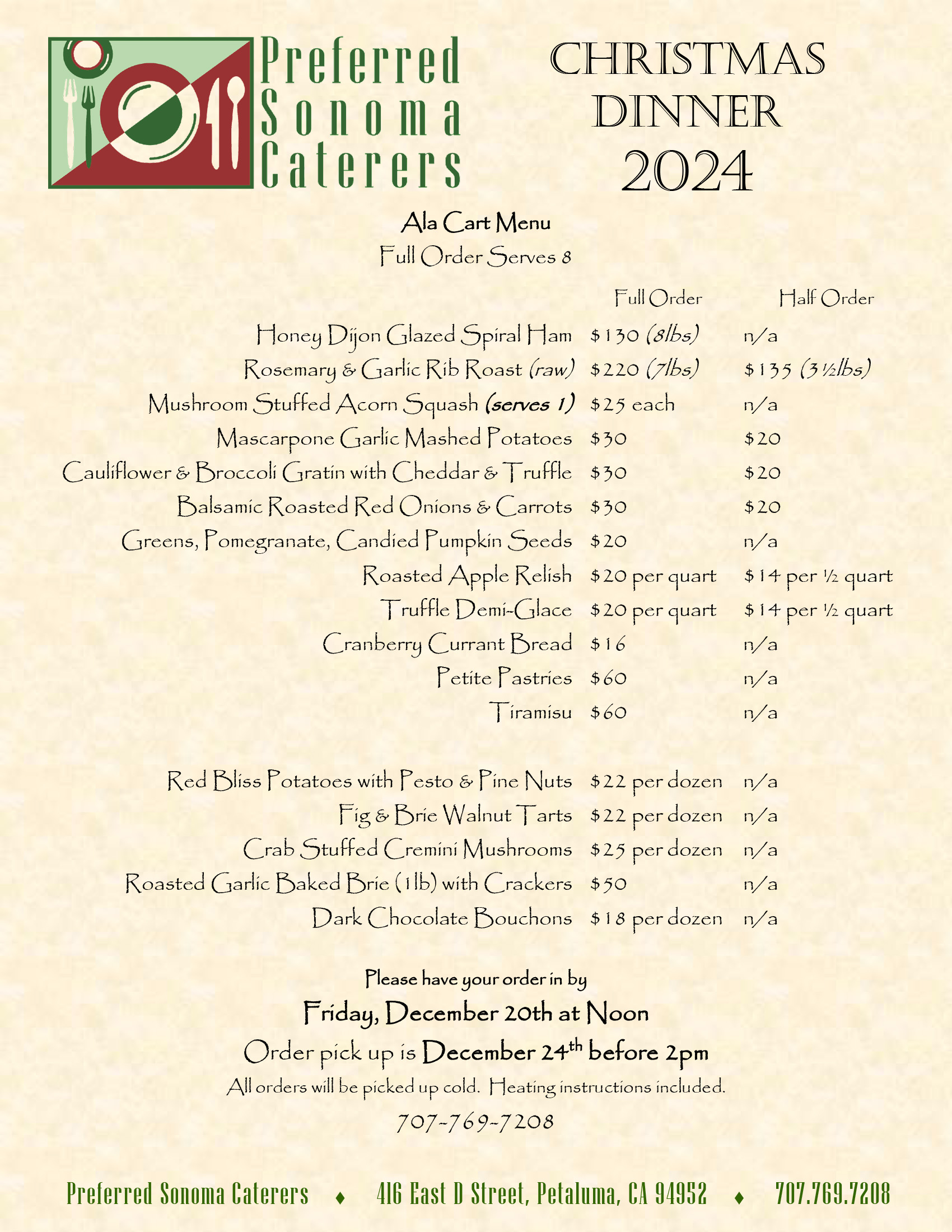 Click for Christmas menu