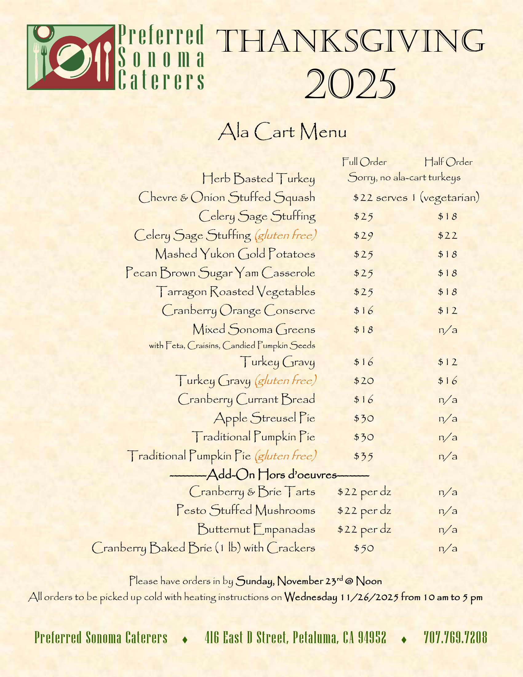 Click for Christmas menu